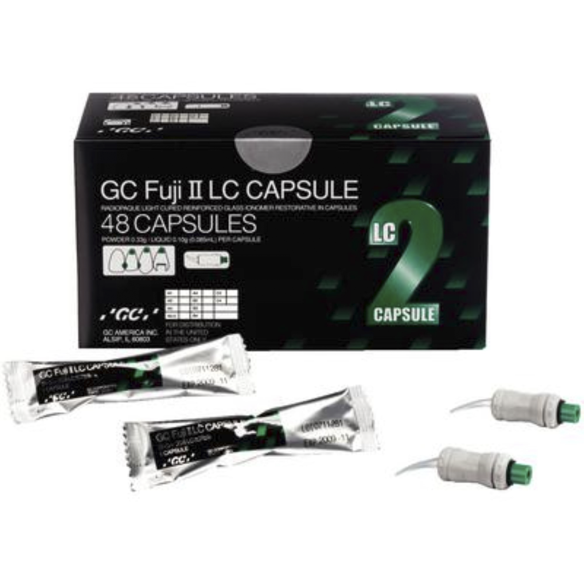 Fuji II LC Glass Ionomer Restorative, Light-Cure, Capsules Refill, 0.1 ml, A3.5, 48/Pk product image
