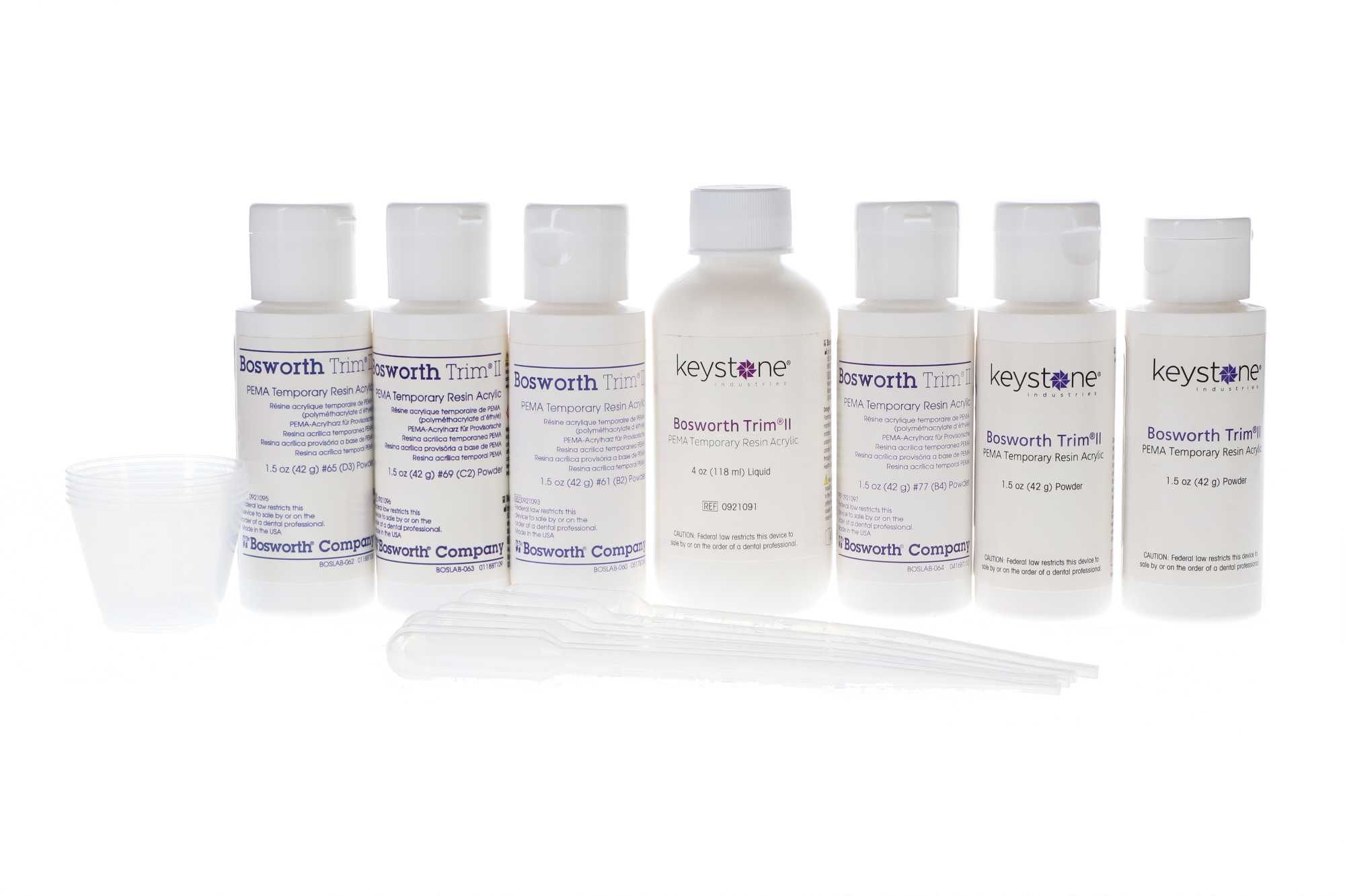 Trim II PEMA Temporary Resin Acrylic, Standard Kit, 6+1/Pk, 921090 product image