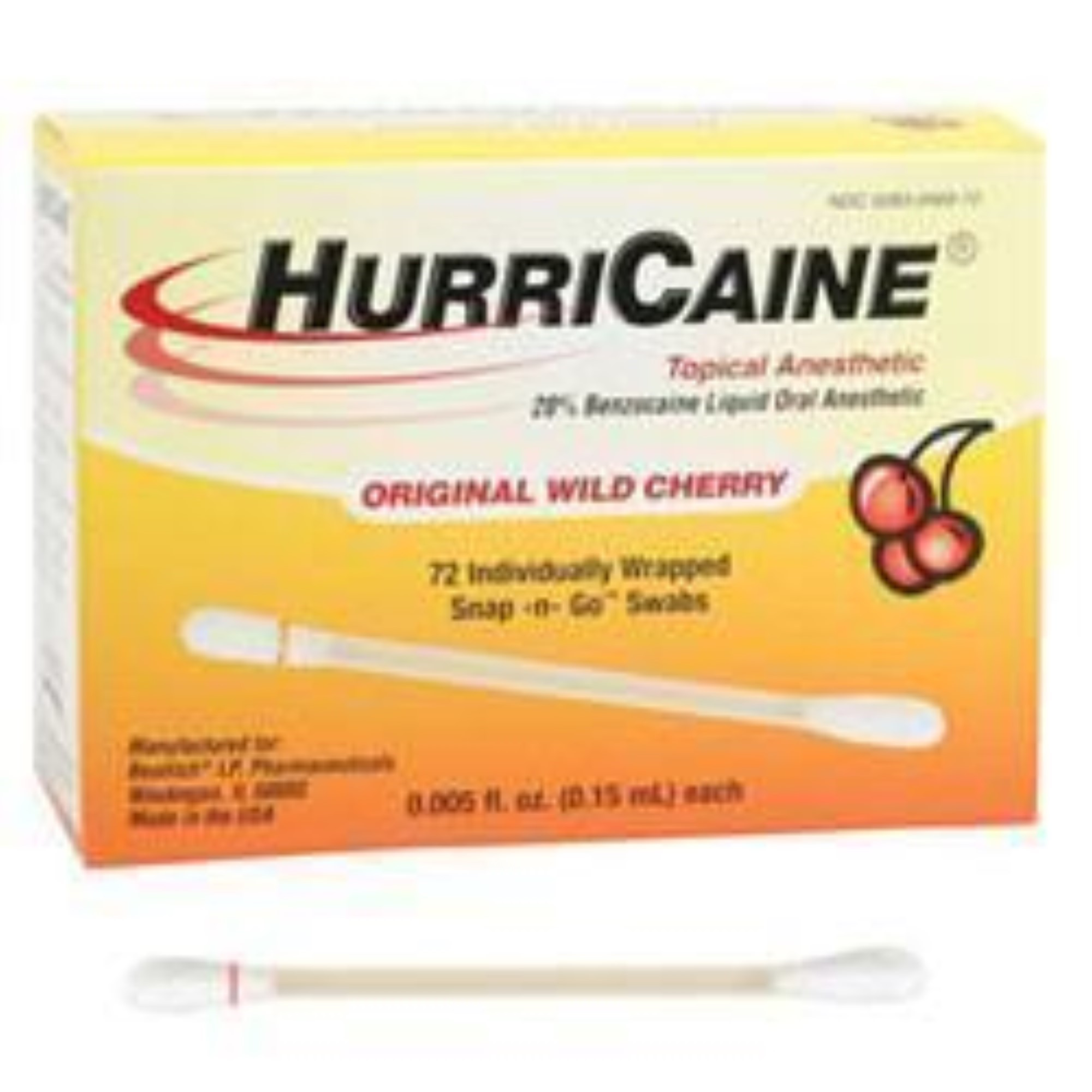 HurriCaine Topical Anesthetic Snap-n-Go Swab, 0.15 ml, Original Wild Cherry, 72/Pk, 0283-0569-72 thumbnail 2
