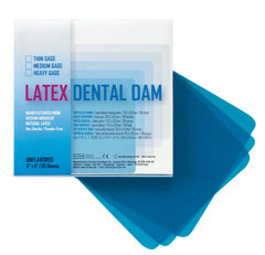 Rubber Dam, Latex, 6" x 6", Medium, Blue, Unflavored, 36/Pk product image