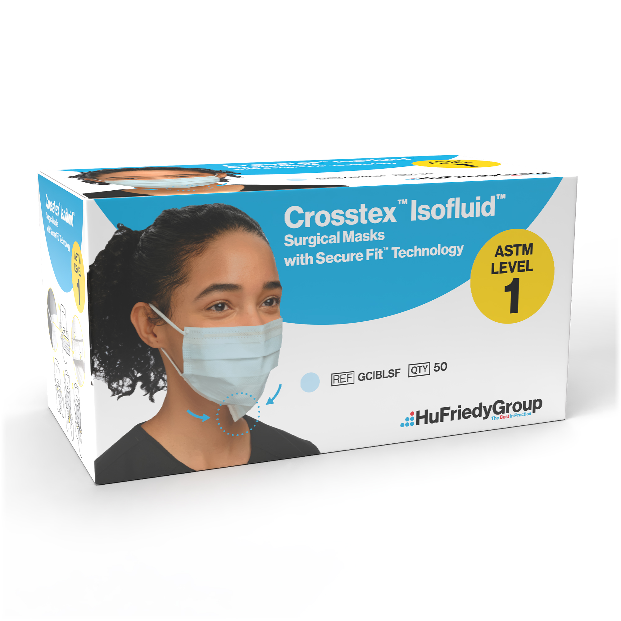 Isofluid SecureFit Earloop Masks, ASTM Level 1, Blue, 50/Pk, CGIBLSF product image
