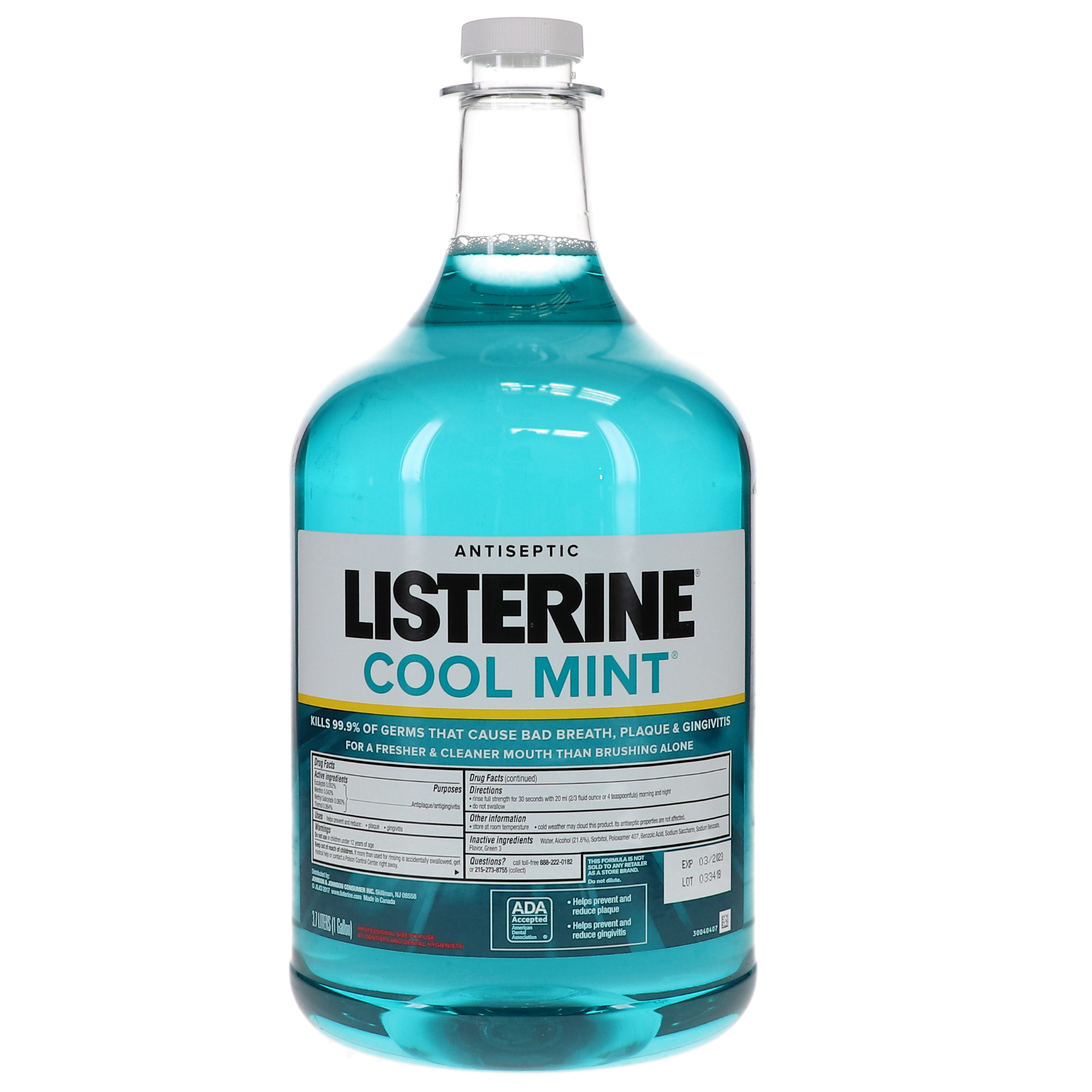 Listerine Antiseptic Mouthwash, 1 Gal, Cool Mint, 1/Pk with Pump product image