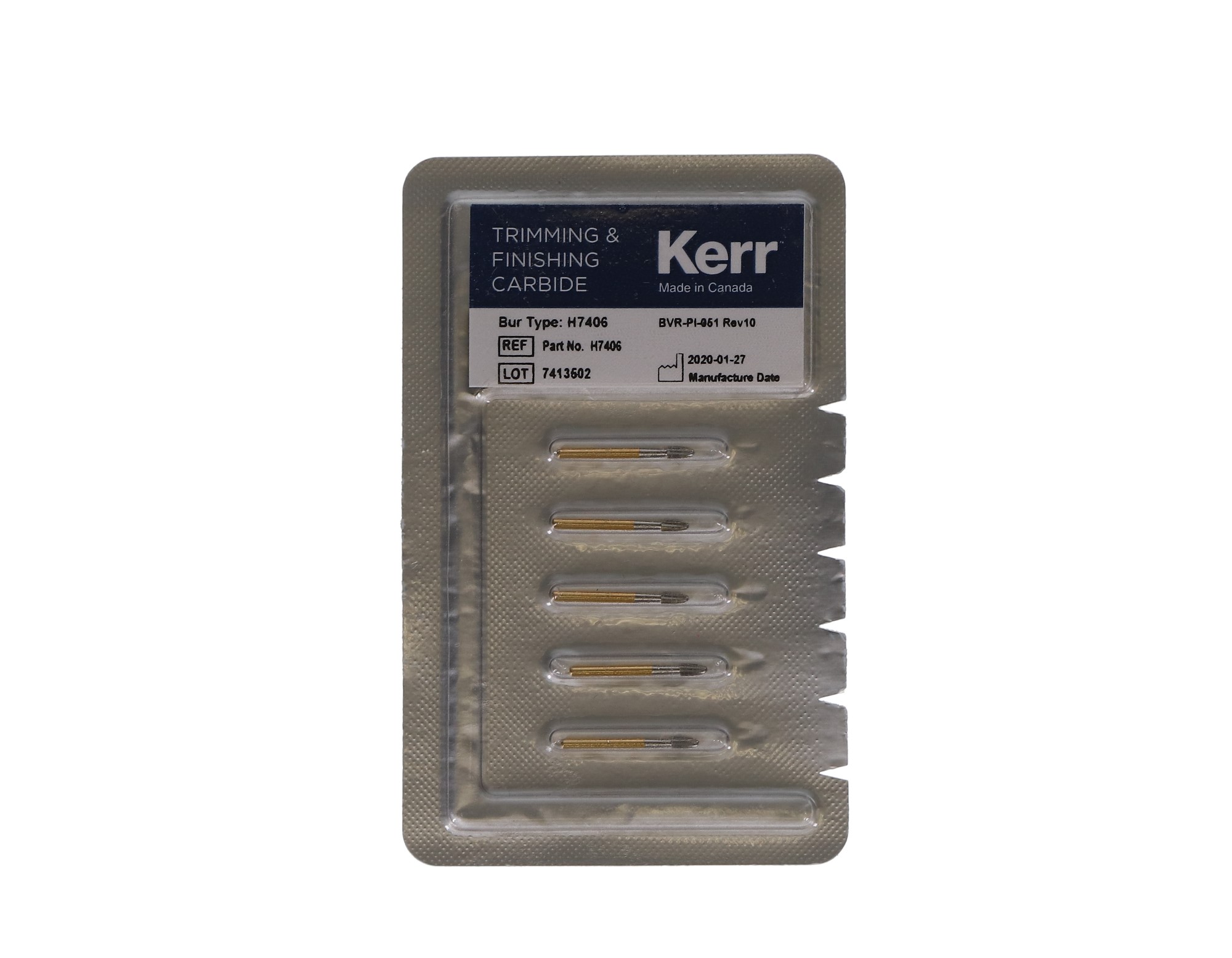 NTI 12-Fluted Trimming &amp; Finishing Carbide Burs, FG, Football, # 7406, 1.8 mm, 5/Pk, H7406-MW thumbnail 5