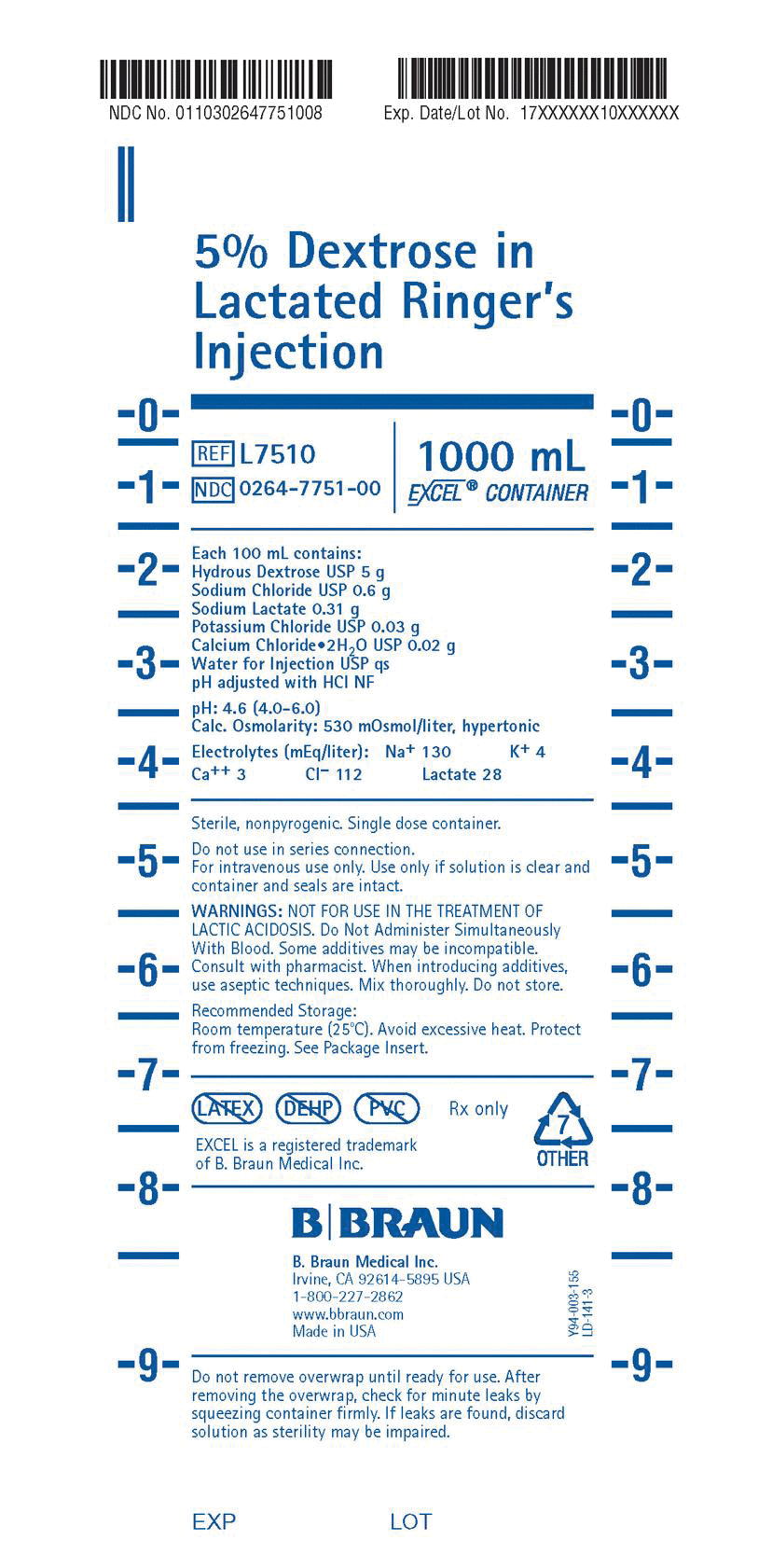 5% Dextrose in Lactated Ringer's Injection 500mL product image