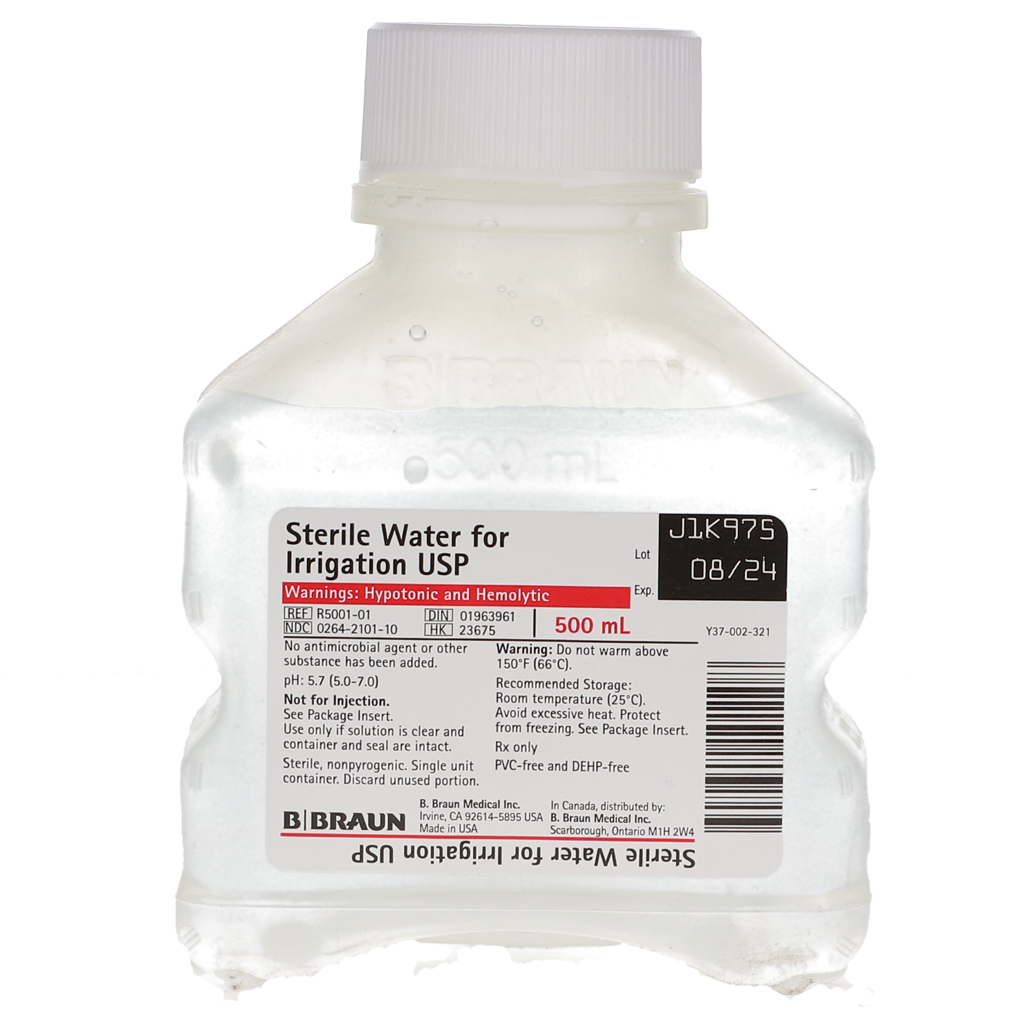 Sterile Water For Irrigation, USP, 500 ml, 1/Pk, R5001-01 product image