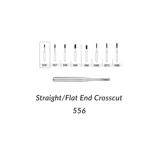 Alpen Operative Surgical Carbide Burs, FG, Straight Cross Cut Fissure, # 556, 0.9 mm, 100/Pk, R100556C product image