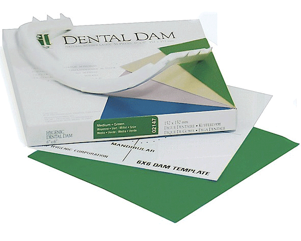 Hygenic Non-Latex Dental Dams, 6" x 6", Medium, Green, 75/Pk, H09106 product image