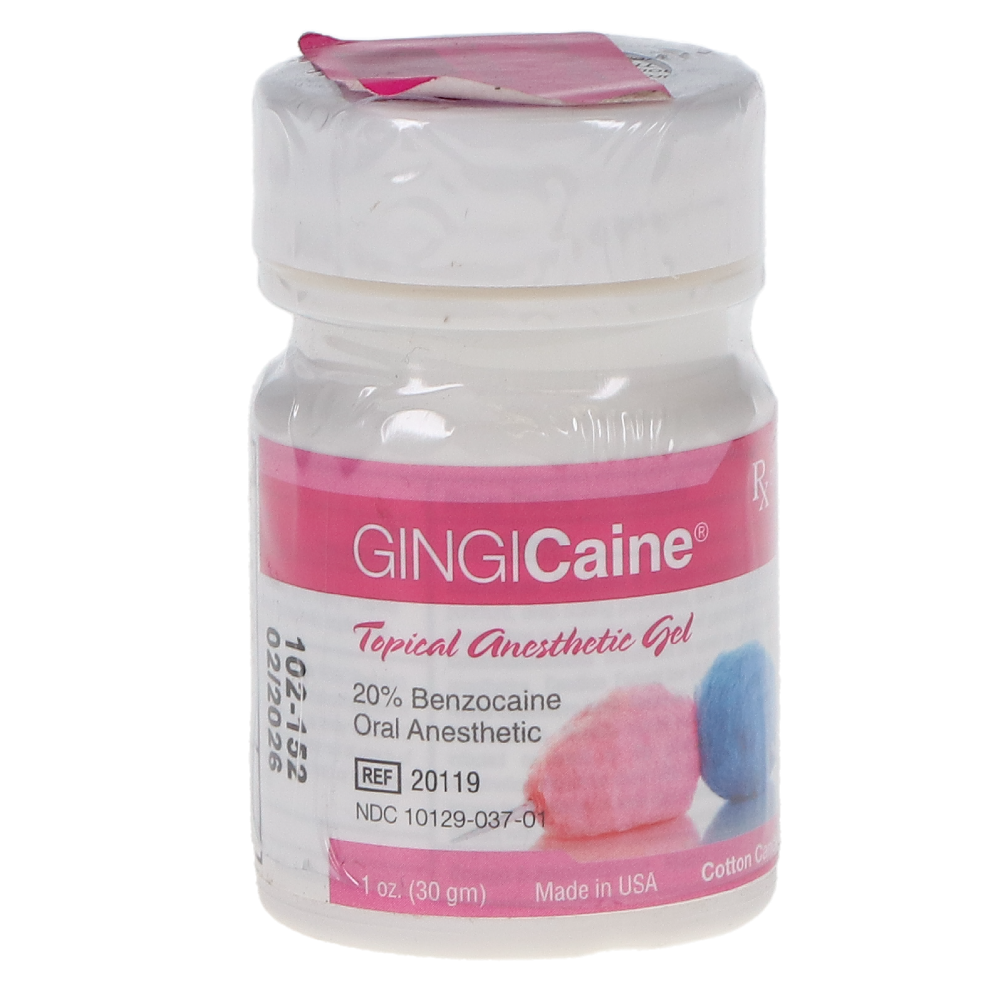 Gingicaine Topical Anesthetic Gel, 20% Benzocaine, 1 oz/Jar, Cotton Candy, 1/Pk product image