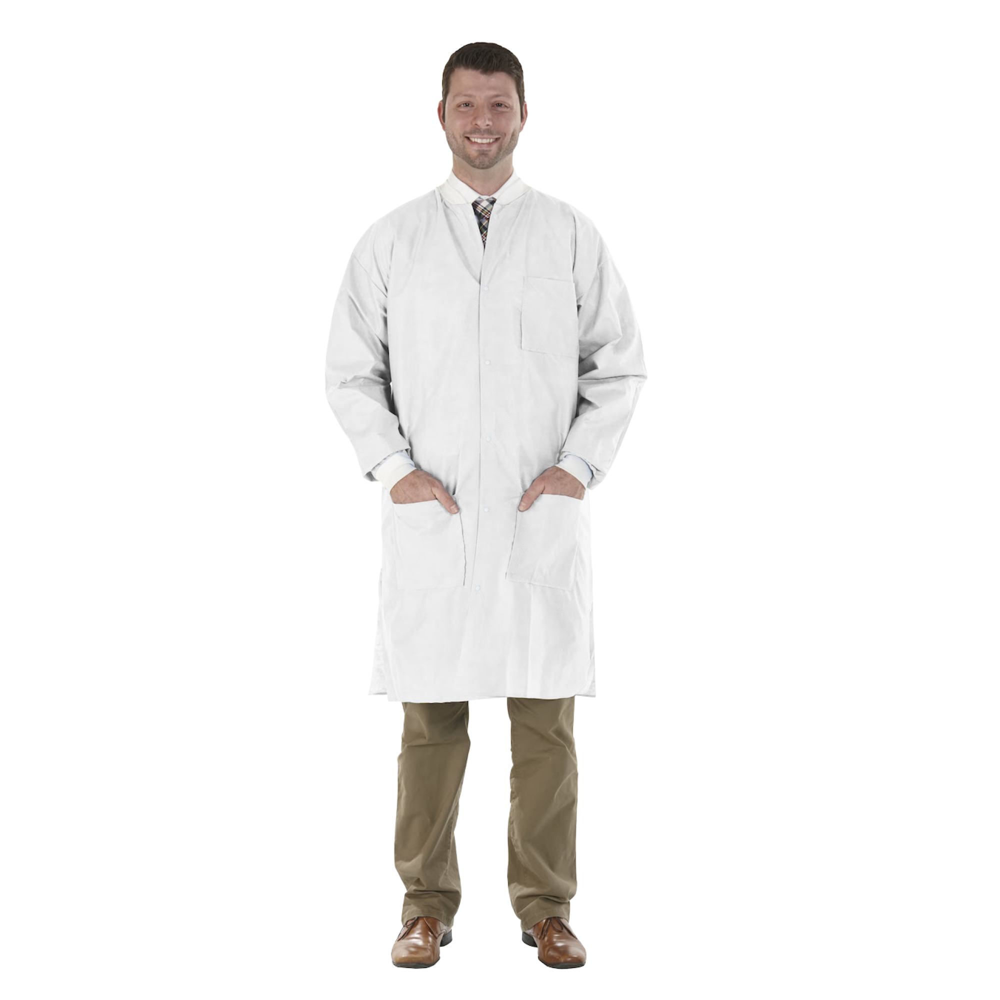 SafeWear Disposable High Performance Lab Coat, Large, White Frost, 12/Pk, 8110-C thumbnail 10