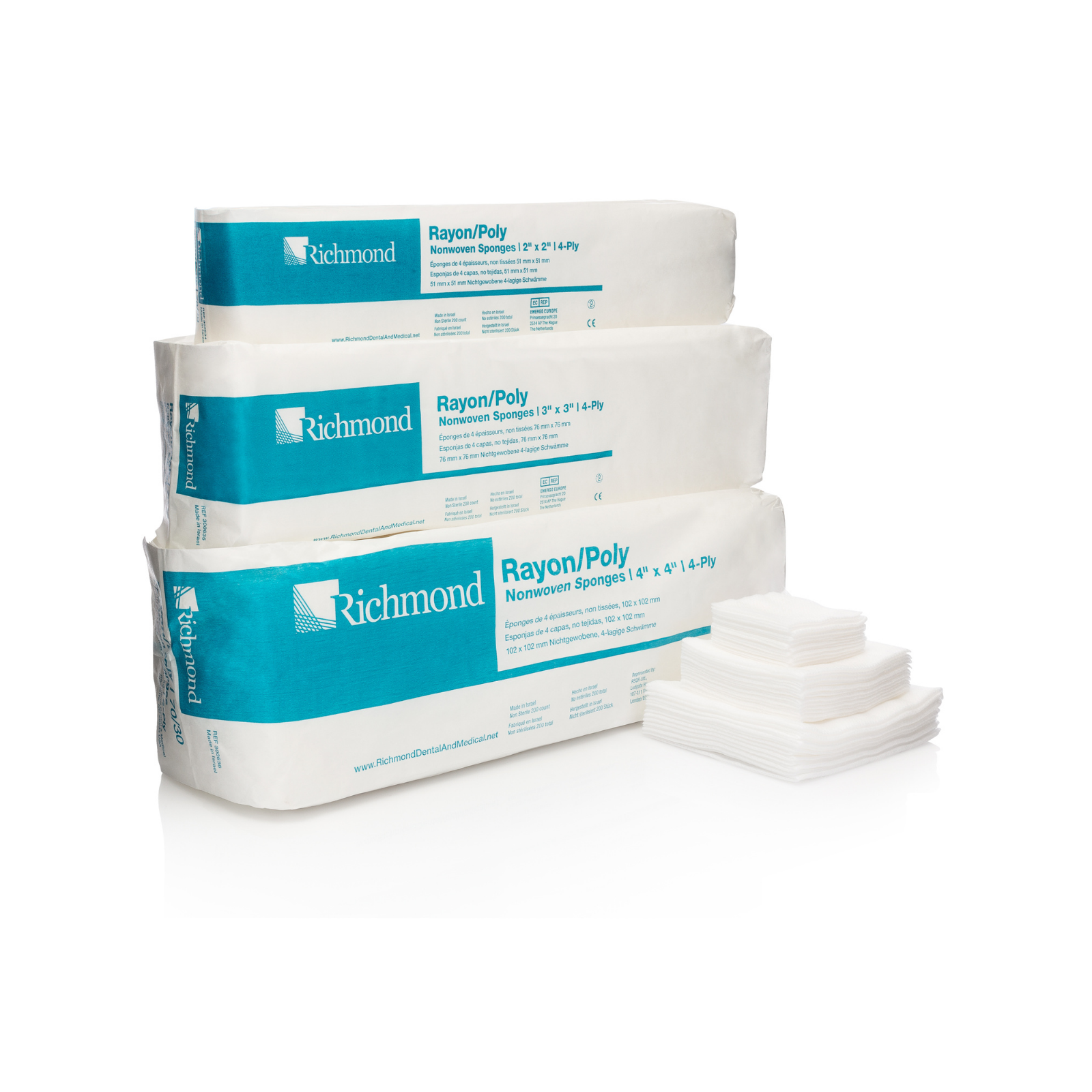 Rayon/Poly Non-Woven Sponges, 4-Ply, 2" x 2", 5000/Pk product image