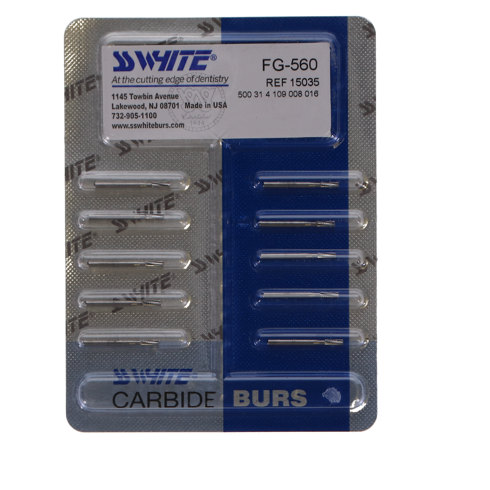 Standard Operative Carbide Burs, FG, Straight Cross Cut Fissure, # 560, 10/Pk, 15035 thumbnail 10