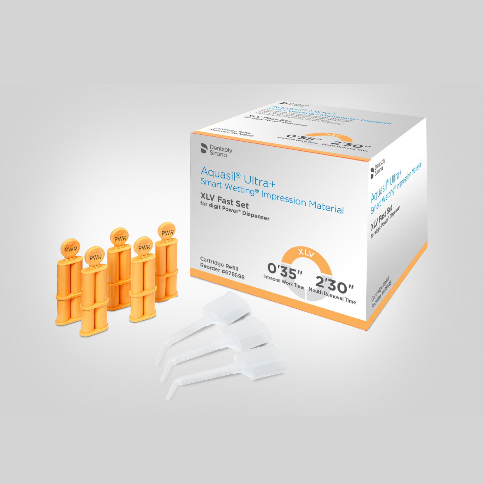 Aquasil Ultra+ Refill, Digit Power Cartridge, Xtra Light Viscosity, Fast Set, Mint, Orange, 1/Pk, 678698 product image