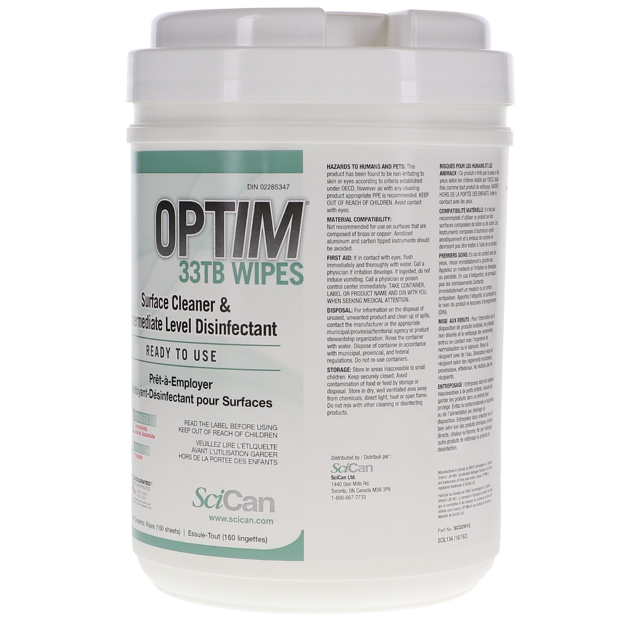 Optim 33TB, Disinfectant Wipes, Unscented, 160/Pk, SCI33W12 thumbnail 3