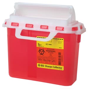 Sharps Collector, with Counter Balance Door, 5.4 Qt, Large, Red, 20/Ca, 305517 thumbnail 7